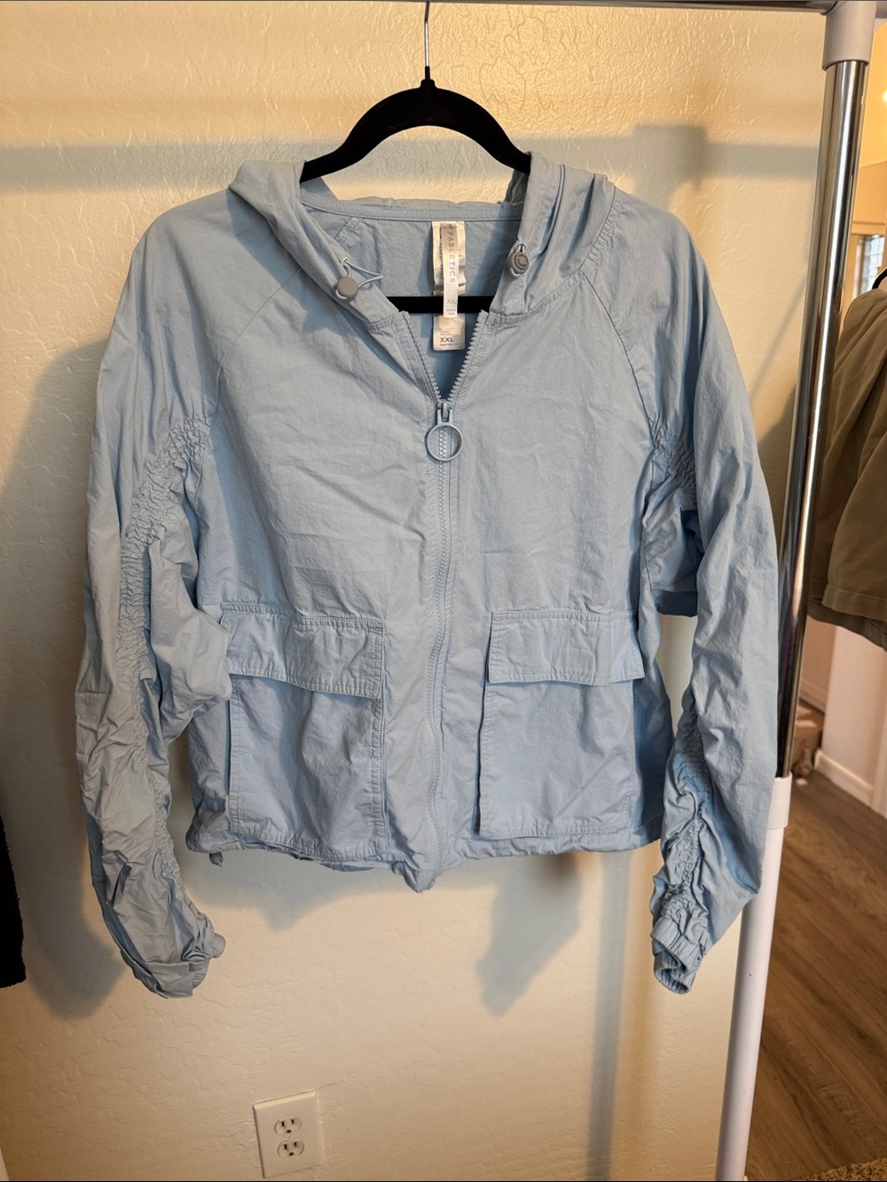 Fabletics Light Blue Hooded Utility Jacket